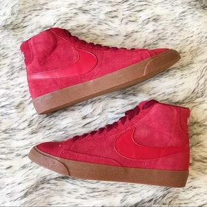 red suede nike blazer